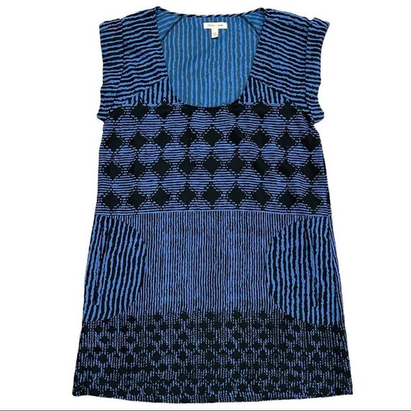 𝅺silence + Noise Scoop Neck Patterned Tunic Dress Sz XS - Picture 1 of 11